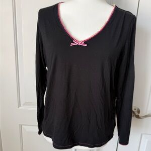 Tommy Hilfiger Black Long Sleeve Top with Pink Accents